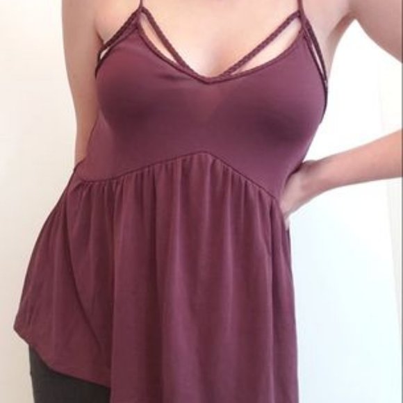 Burgundy Flowy Tank - Picture 2 of 3